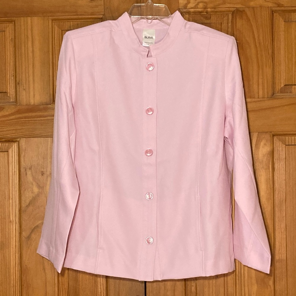 NWT Blair Blazer Top Long Sleeve Career Blouse Pink Size L Large